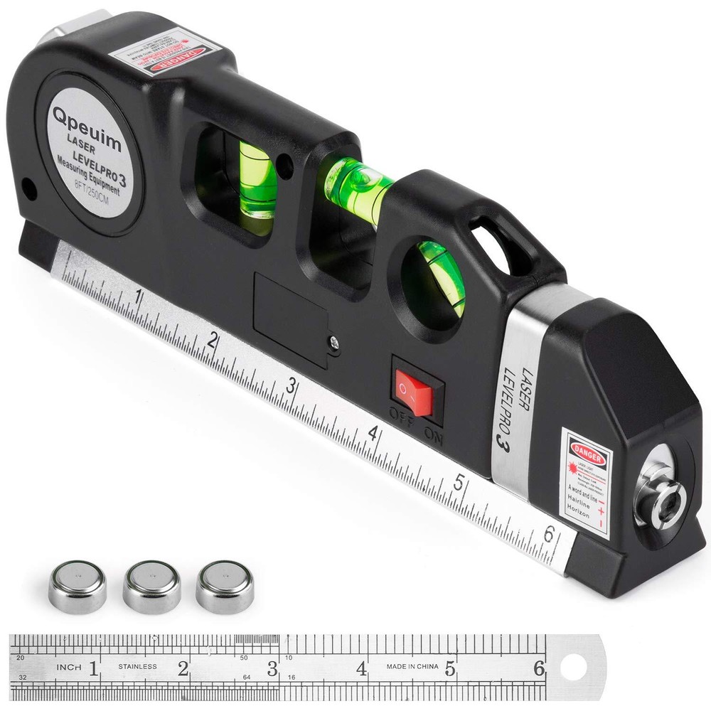 Multipurpose Laser Level Kit Cross Line Measure Tape Ruler Tool for Construction