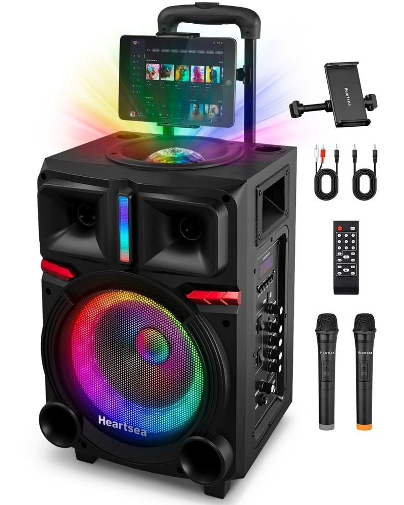 Karaoke Machine with 2 Wireless Microphones & Bluetooth Speaker