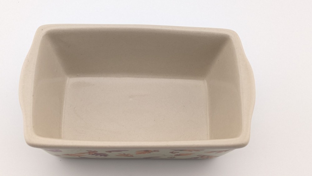 Vintage Natucket Mini Loaf Pan Ceramic Autumn Leaves Pattern Bread Baking Fall