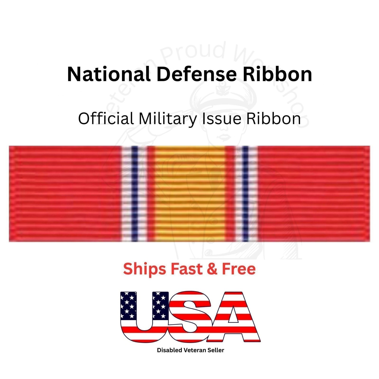 National Defense Service Ribbon (Official Military Issue) Ships Free
