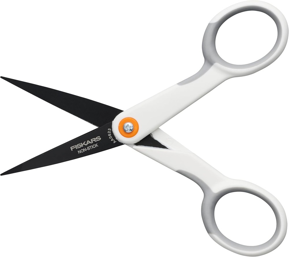 Fiskars Micro Trip Scissors, SoftGrip Precision Cutting Shears, Non-Stick Stainl