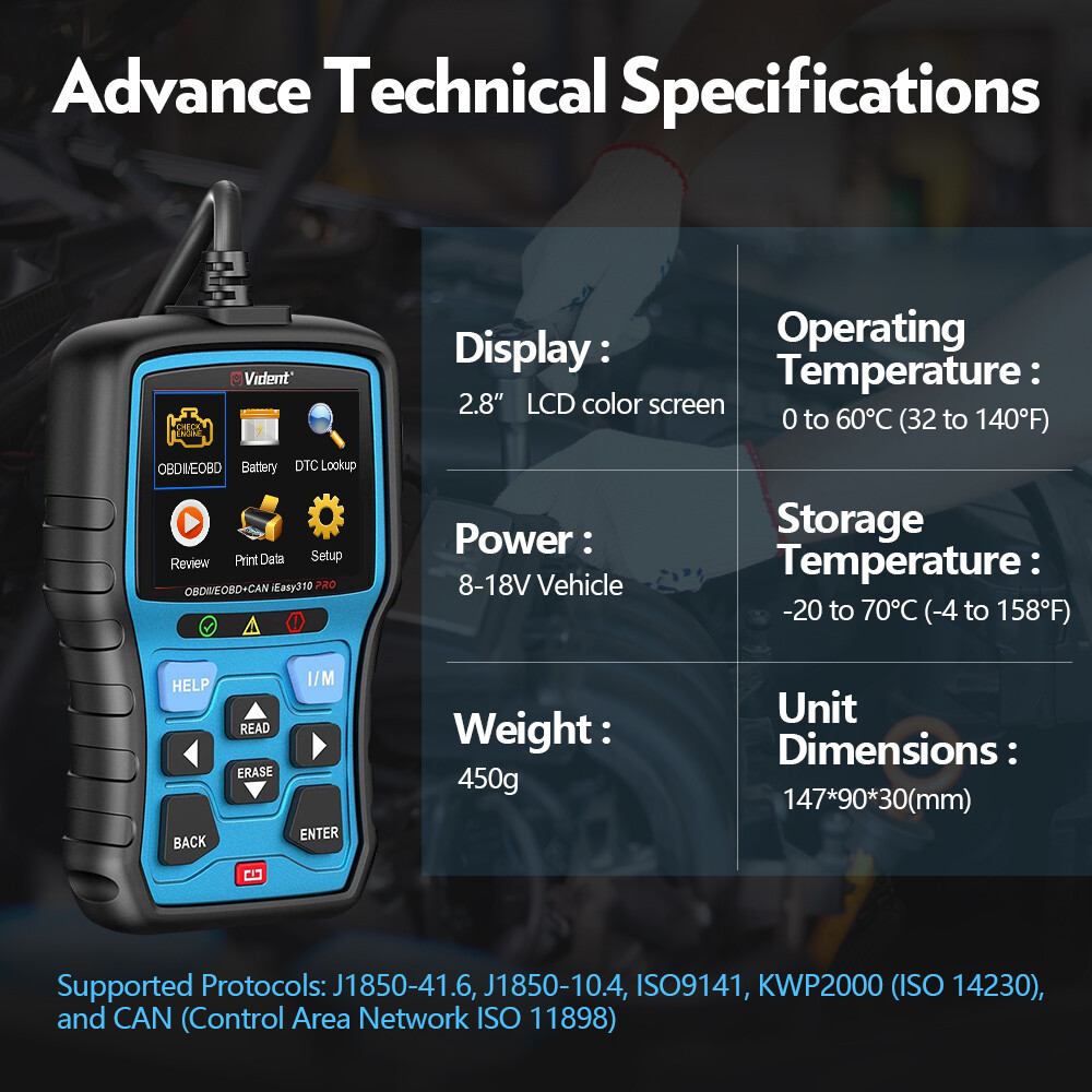 Vident 310Pro Auto OBD2 Diagnostic Scanner Fault Code Reader Engine Scan Tool