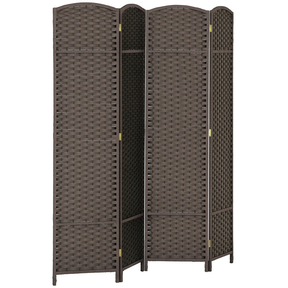 4 Panel Room Divider Freestanding Folding Privacy Screen Brown