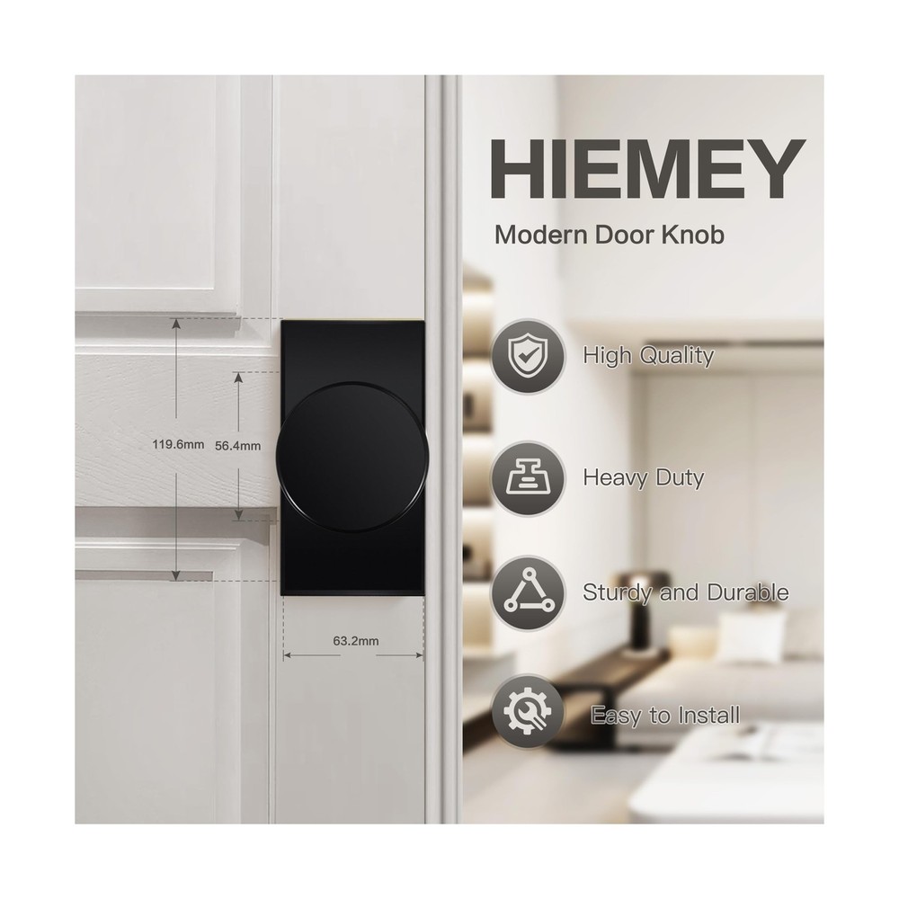 Matte Black Door Knobs Interior with Lock, Modern Privacy Rectangle Door Knob...