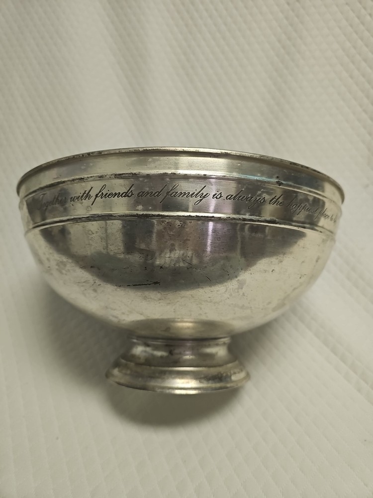 Pottery Barn Antique Silver Sentiment Serving Bowl 13"