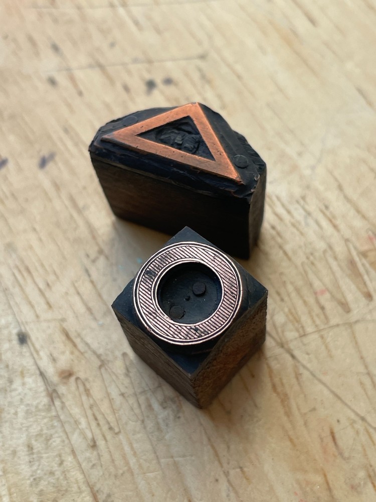 Printing Letterpress Printers Block Copper Small Shapes Triangle & Circle (500)