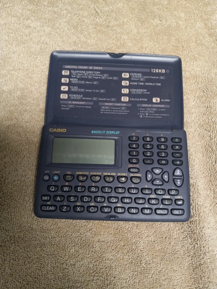 Casio Digital Diary SF-3905A 128KB with Backlight Display Tested Working