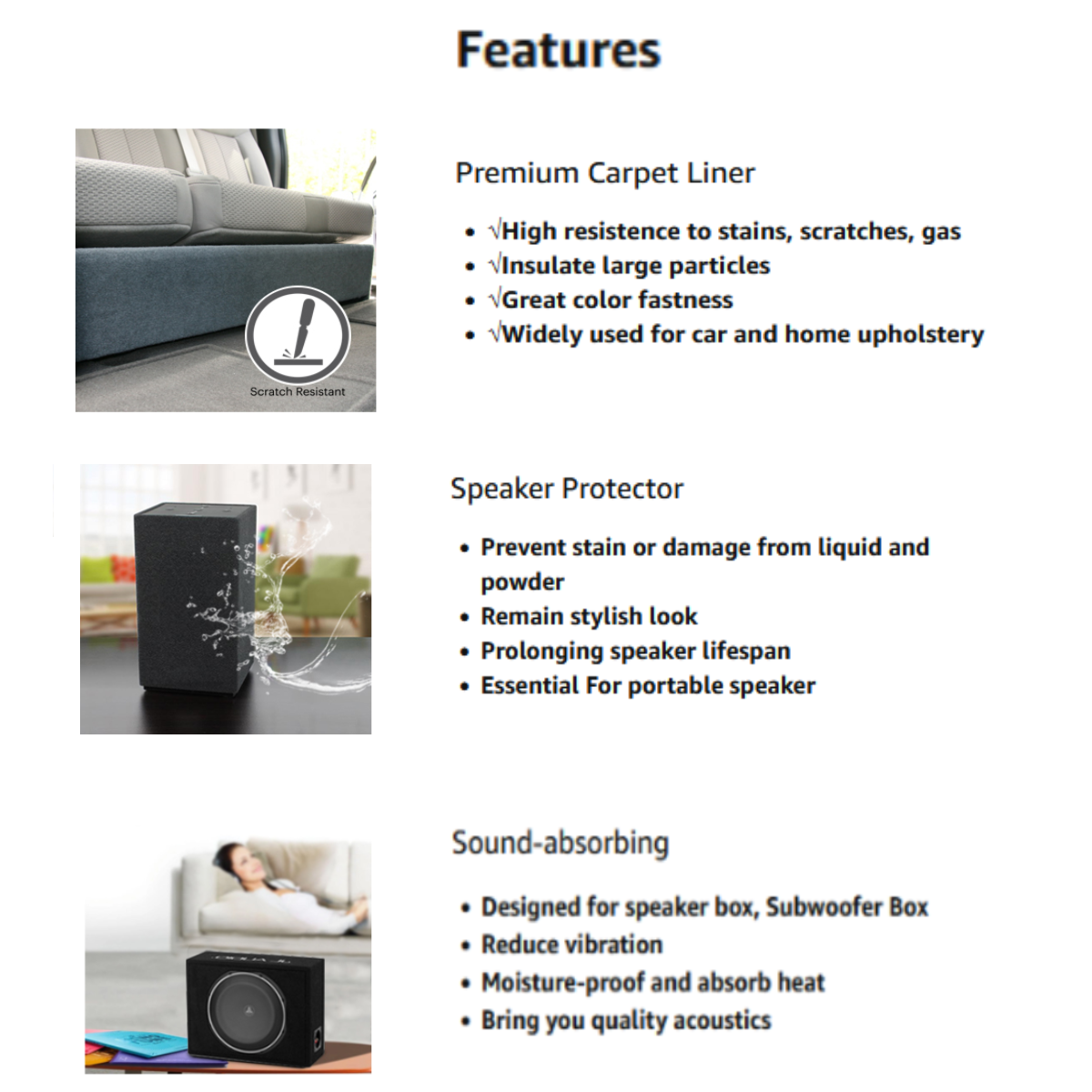 Carpet for Speaker Sub Box Home,Auto,RV,Boat,Marine,Truck&Car Trunk Liner Lot