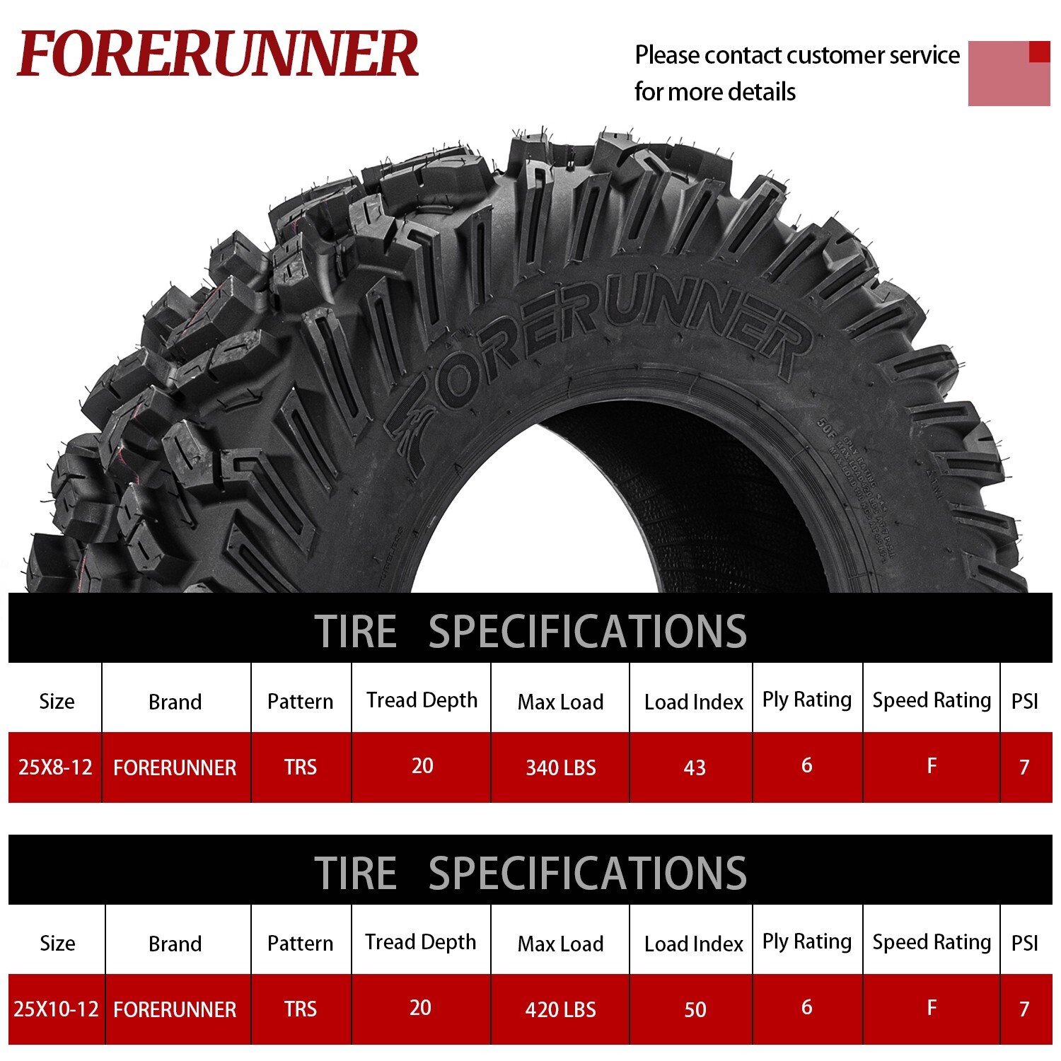 Set 4 ATV Tires 25x10-12 25x8-12 UTV All Terrain 6PR Heavy Duty 25x8x12 25x10x12