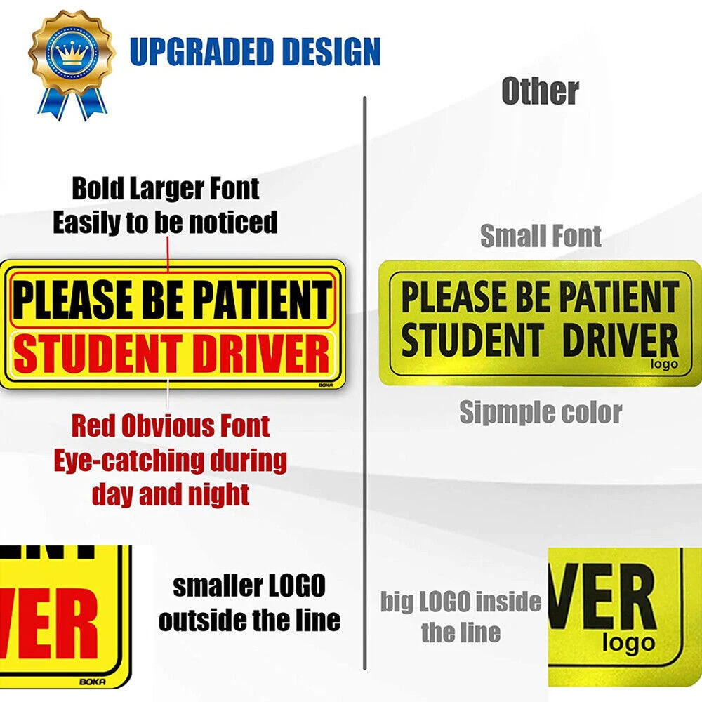 3Pcs Student Driver Magnet Car Signs Please Be Patient Car Bumper Sticker Decal
