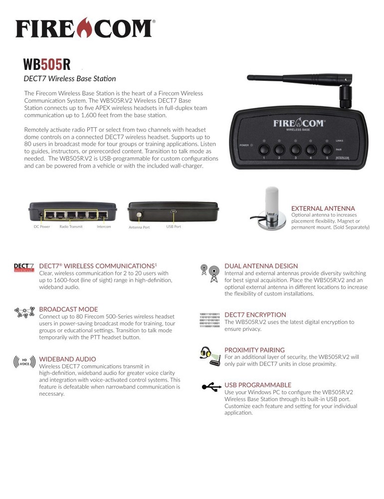 Firecom WB505R 5-User Wireless Base Station