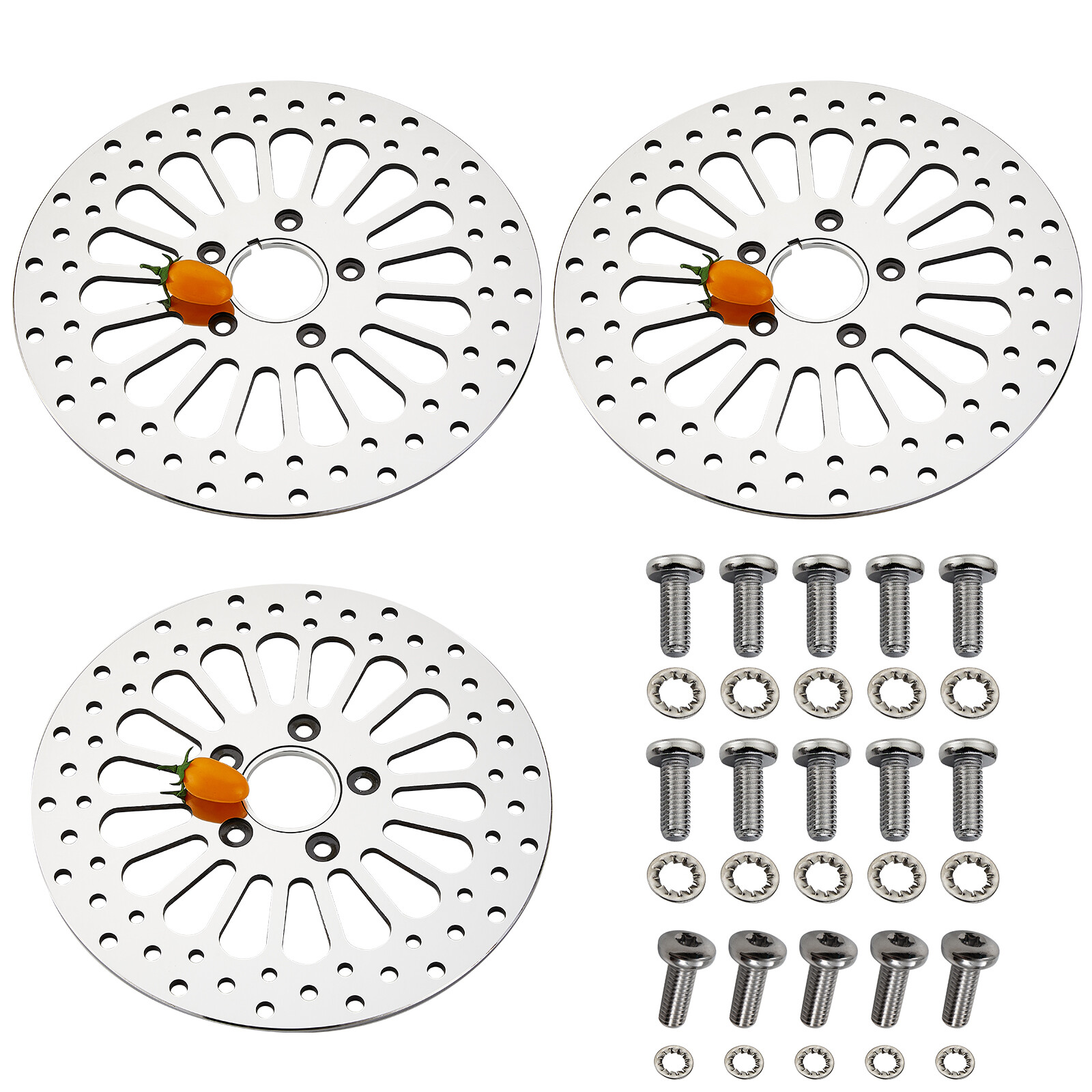 2Pcs Front & 1Pce Rear 11.5" Chrome Brake Rotors Polished For Harley Touring