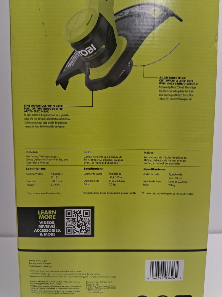 RYOBI ONE+ 18V 13 in. Cordless Battery String Trimmer/Edger (Tool Only)