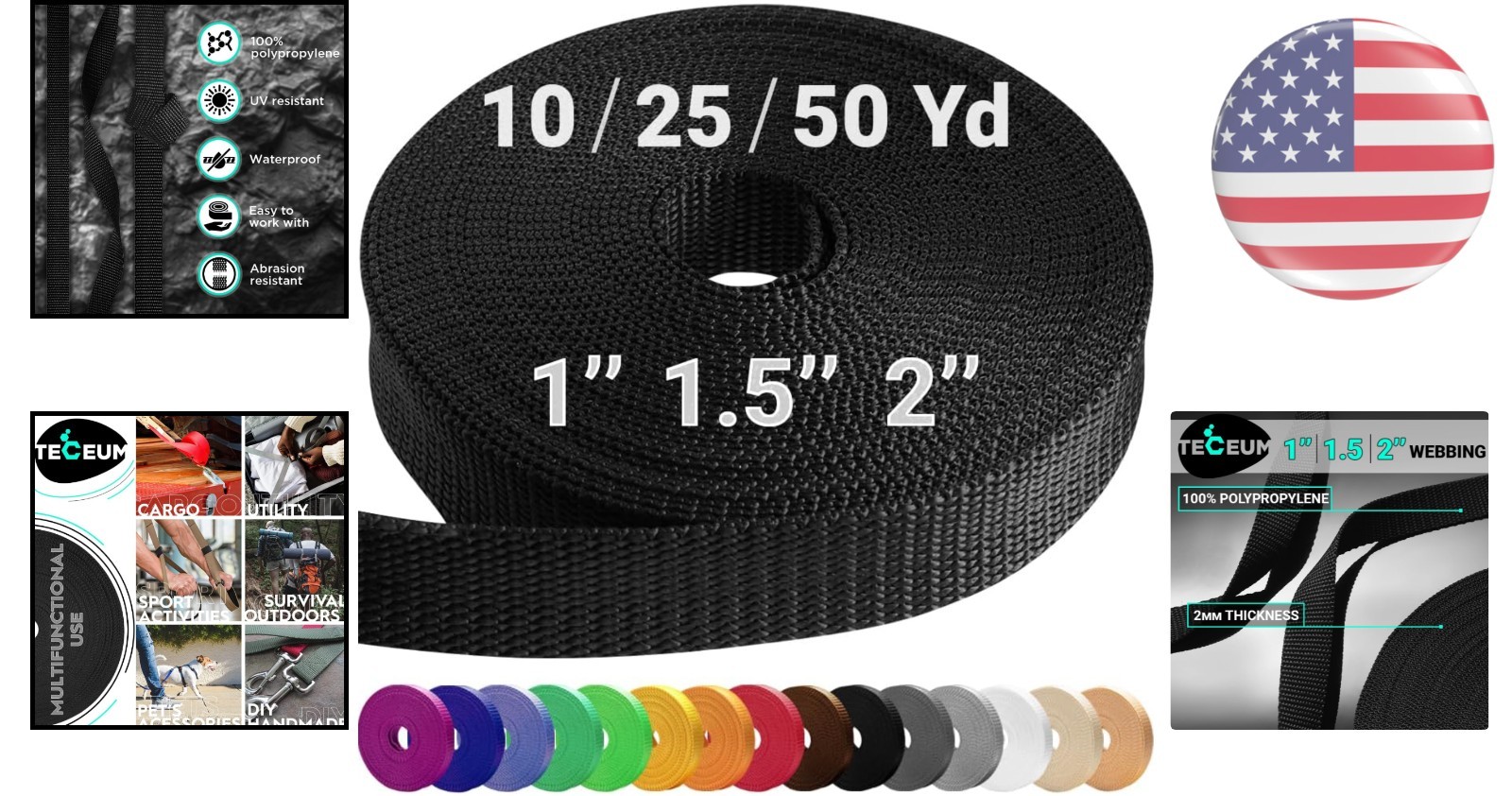 Customized 2" Heavy Duty Webbing: 25 Yards Black Polypropylene for Every Project