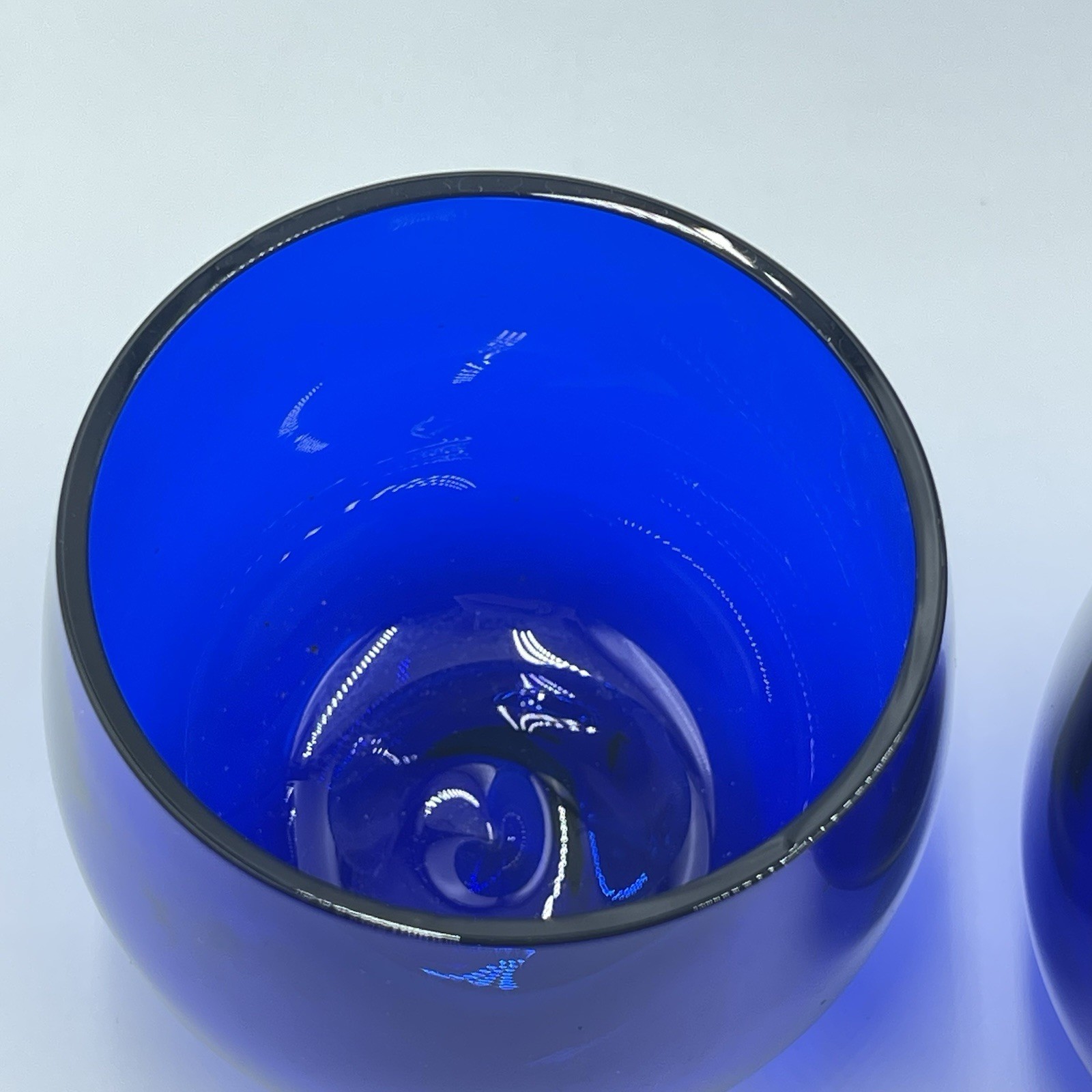 Vgt Cobalt Blue Cocktail Shaker with 4 Roly Poly Glasses Chrome Plate Shaker Top