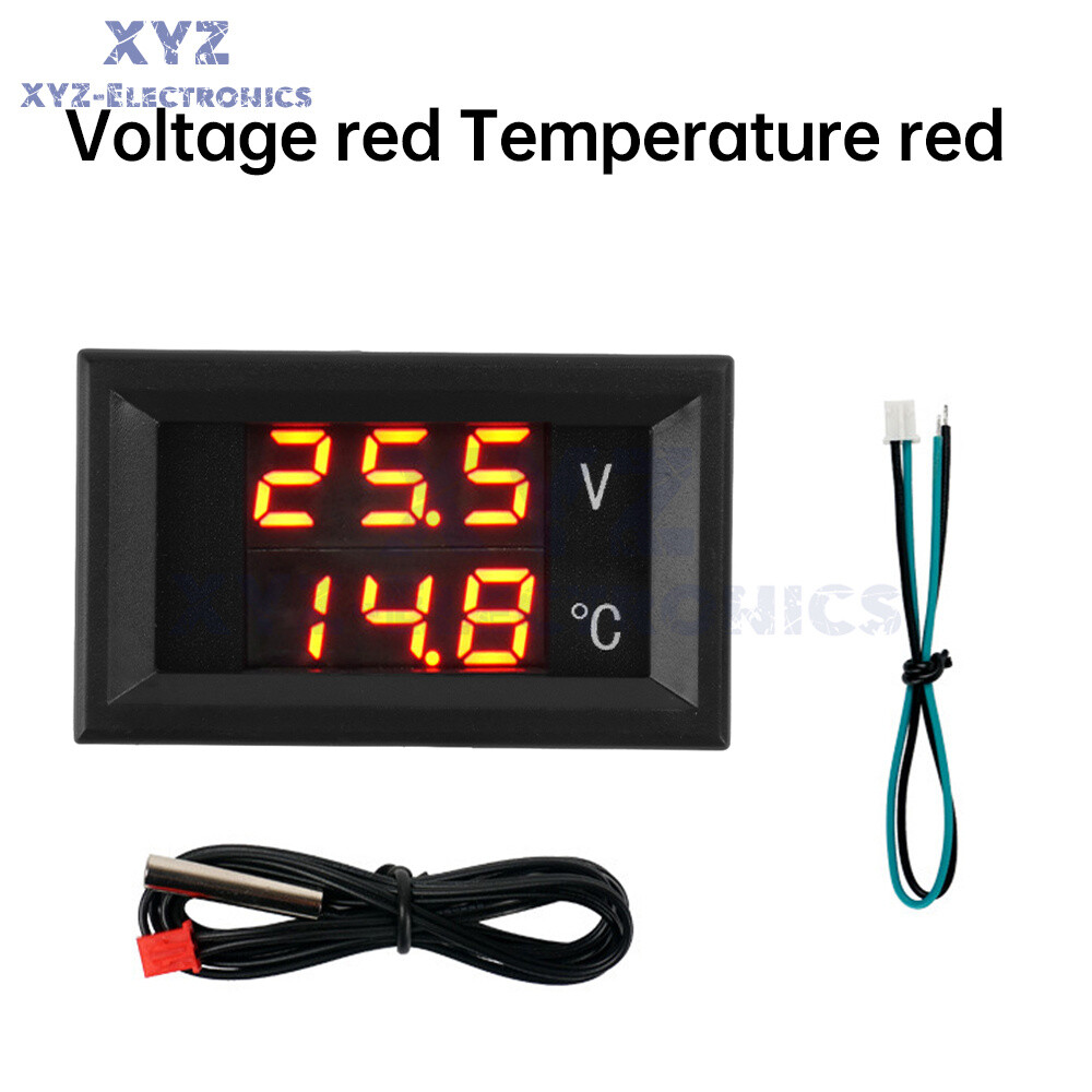 DC 4-28V 0.28" Voltmeter Thermometer LED 3-digit Voltage Temperature Meter NTC
