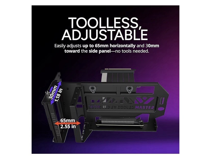 Adjustable Vertical GPU Card Holder Kit V3 with PCI-E Riser Cable for Any Case