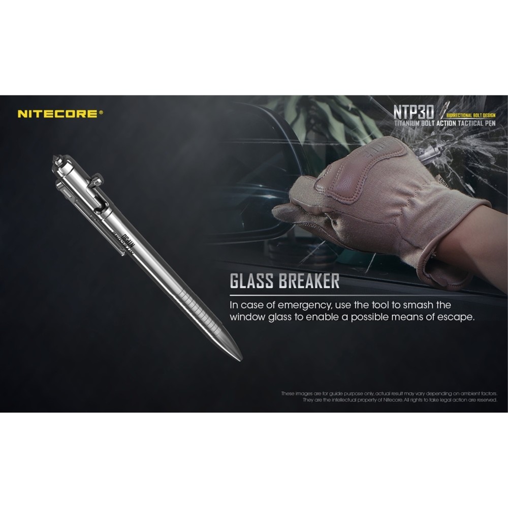 ~NEW~ Nitecore NTP30 Titanium Bidirectional Bolt Action Tactical Pen