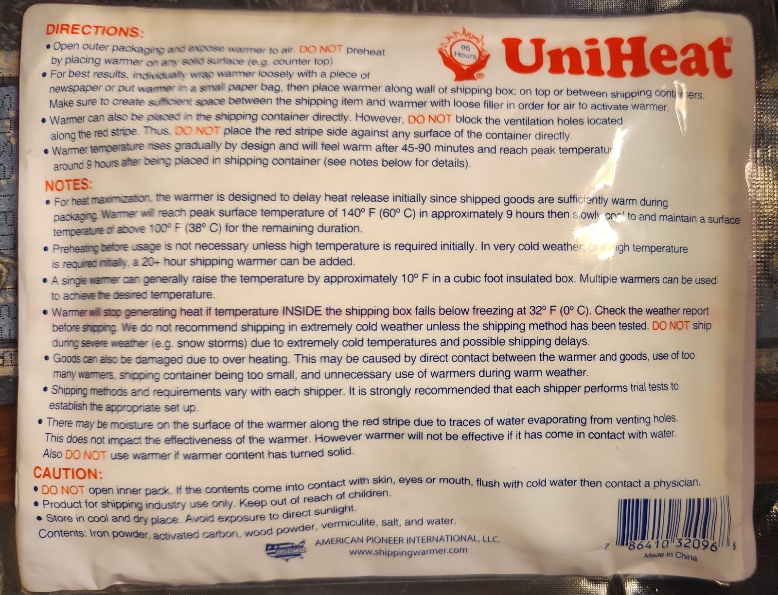 UniHeat 96 Hours - Heat Pack for PLANT ORDERS