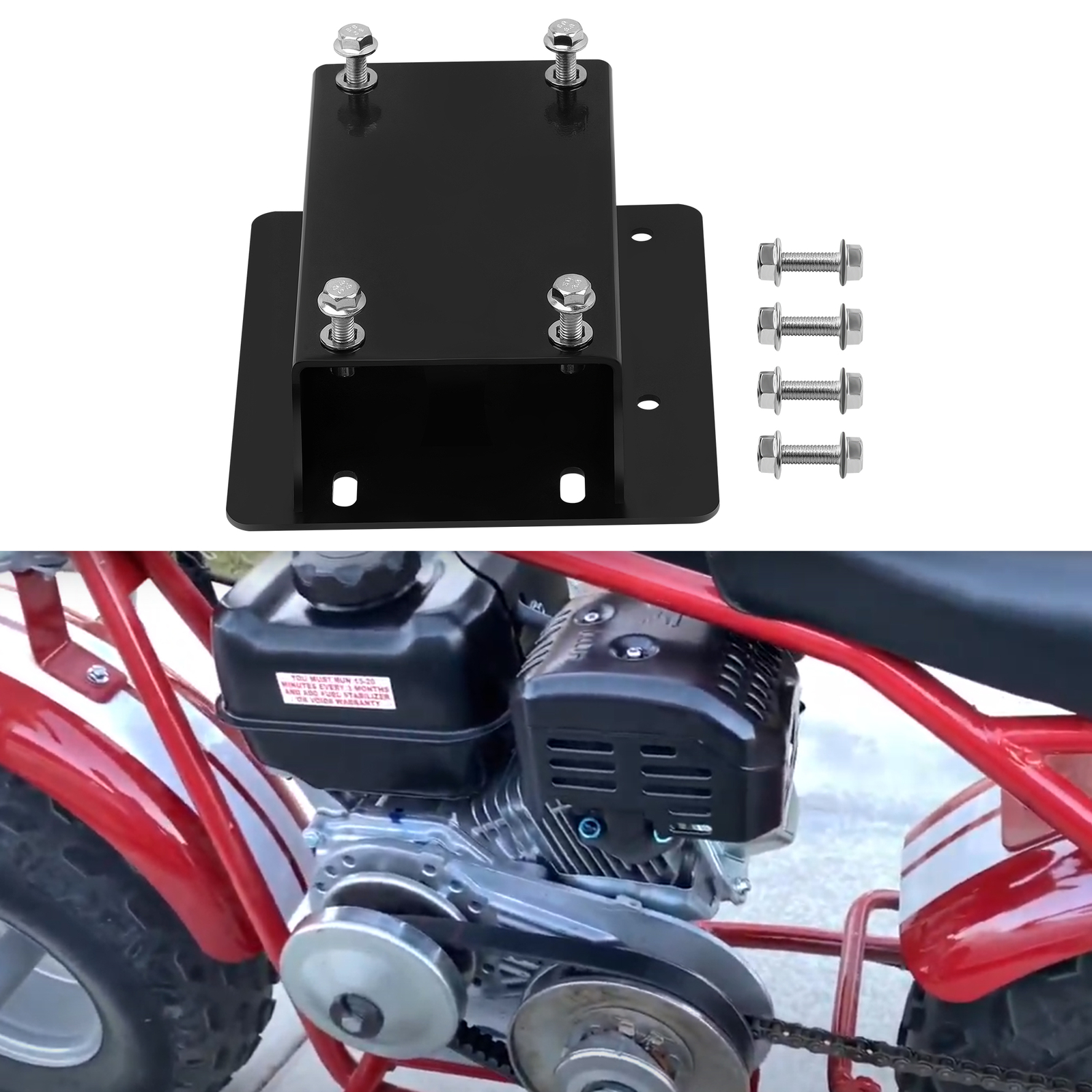 Black Torque Converter Engine Riser Plate + Hardware Kit Predator 212 224