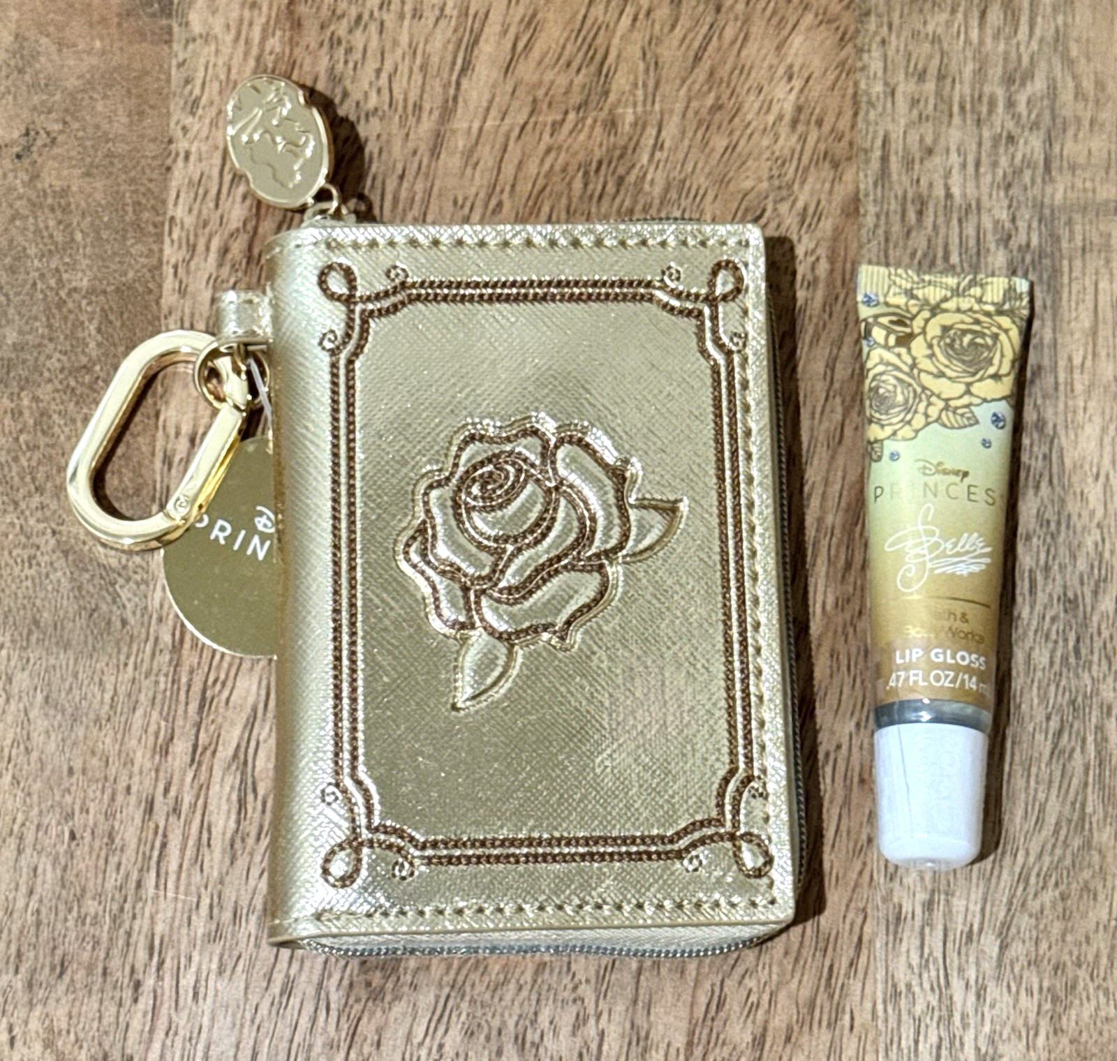 Bath & Body Works Disney Princess Coin Purse Keychain + lip gloss ~ Belle