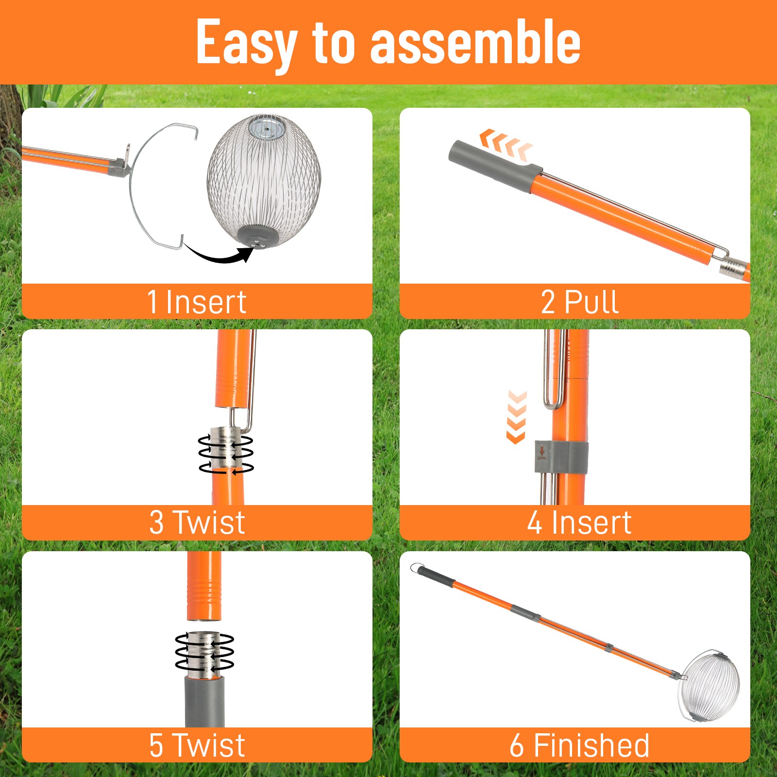 Garden Weasel Large Nut Gatherer Weather and Rust Resistant, Long Pole