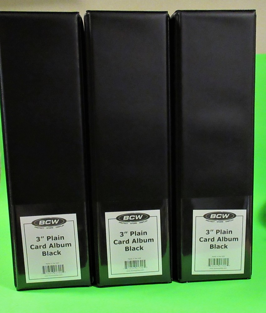 3 BCW 3" ALBUMS - PLAIN BLACK / 3 RING BINDER - HOLDS 90+ BCW PAGES EACH