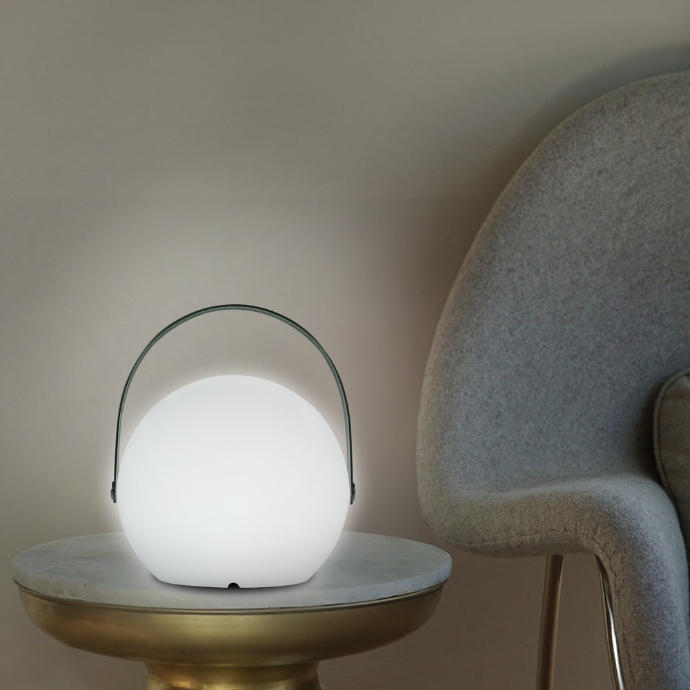 LED Table Lamp Sphere Dimmable w/ Handle Remote Control USB Battery Powered