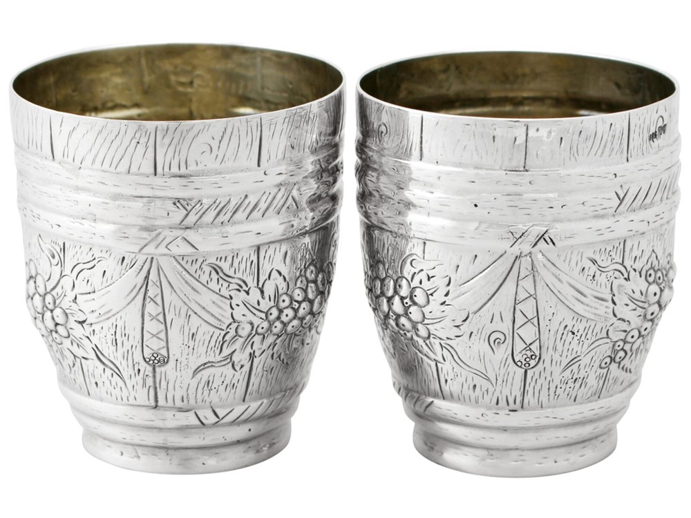 Antique German Silver Beakers Circa 1900 218g