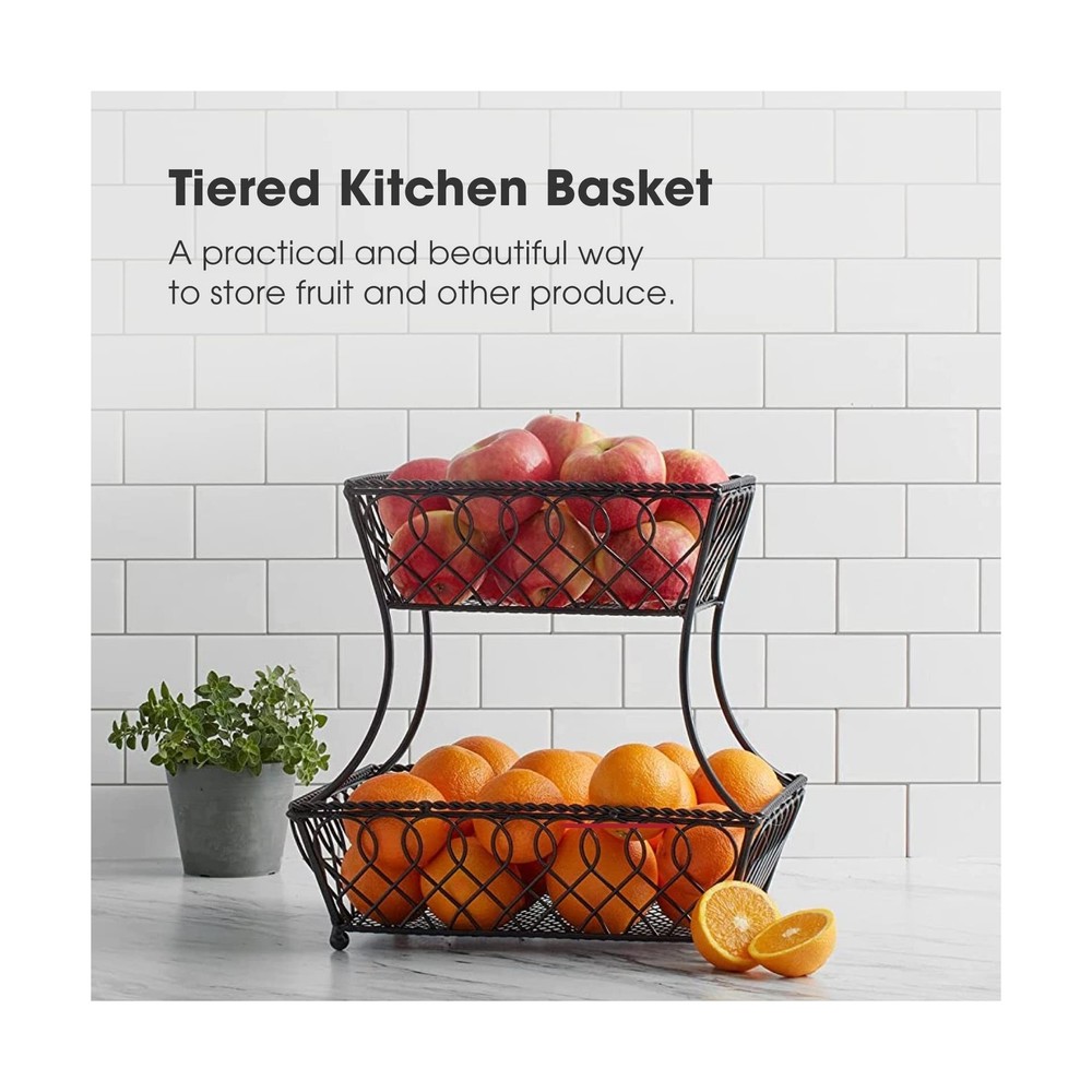 Gourmet Basics by Mikasa Loop and Lattice 2-Tier Rectangular Me... FAST USA SHIP