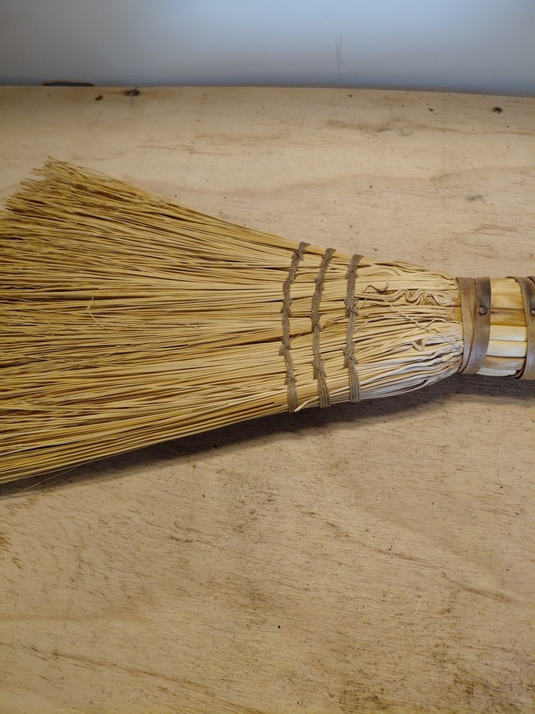 Primitive Handmade Straw Fireplace Hearth Broom - Rustic Twisted Handle,29 Inch