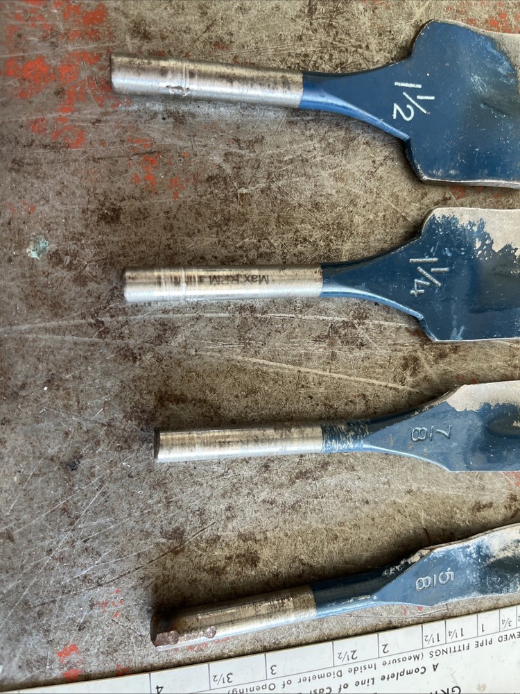 Various boring wood, bits, flapper, bits, Corbetts, electrical and plumbing