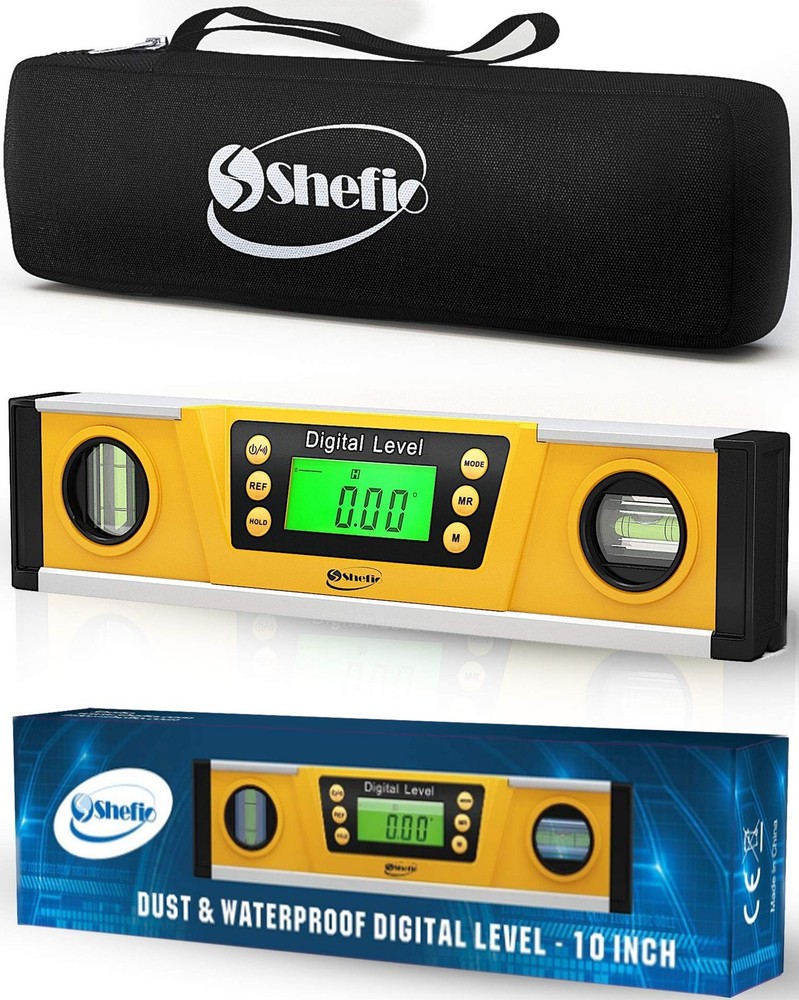 Shefio Digital Level - 10 Inch Torpedo Level And Protractor, Bright Lcd Displ...