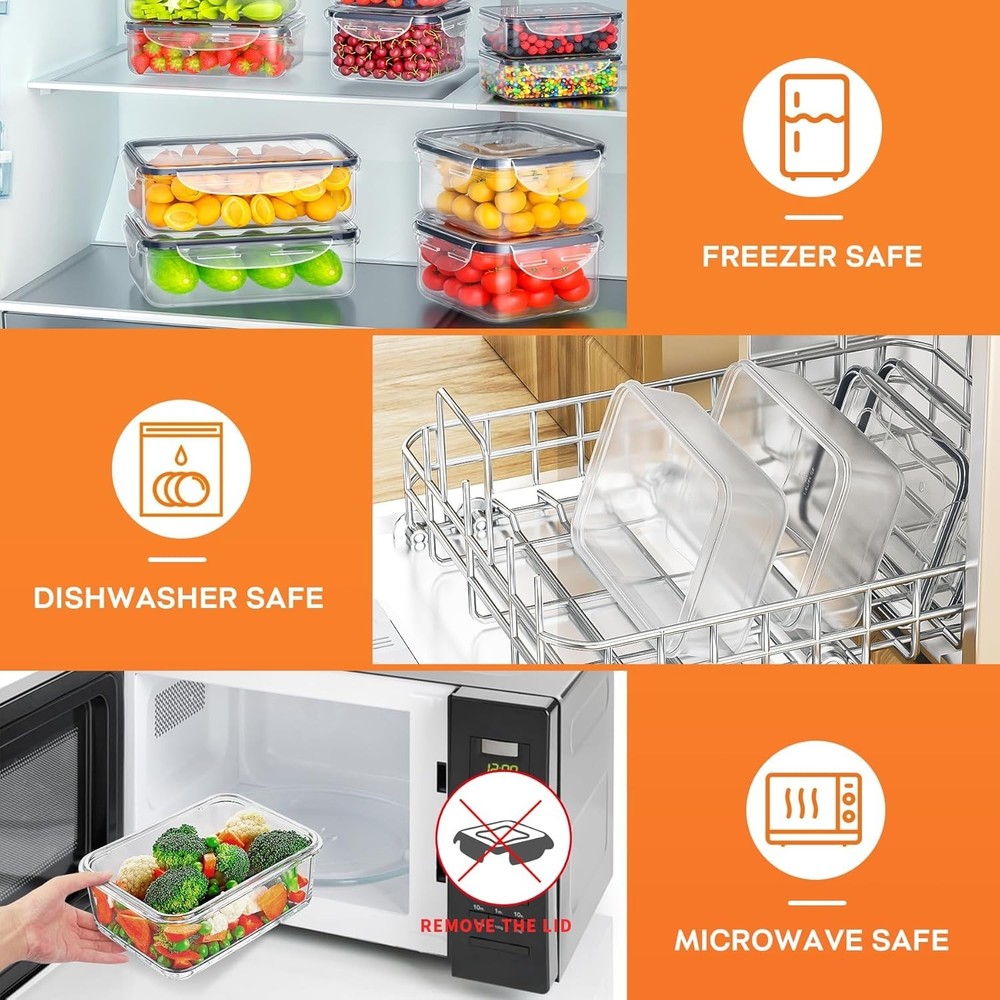 40pc Plastic Food Storage Containers Set Airtight Leakproof Stackable 20+20