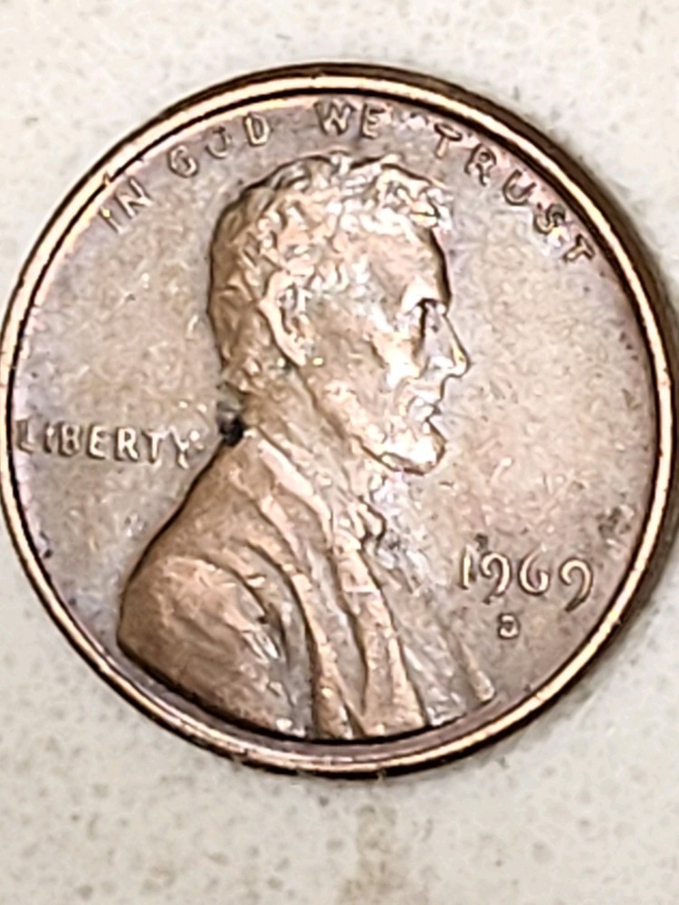 Error 1969 D Penny Floating Roof CENT Very Good Example