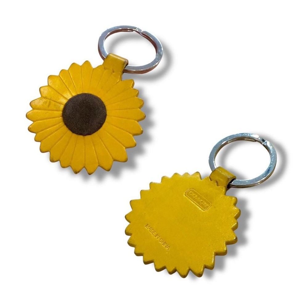 Coach Leather Sunflower Keychain