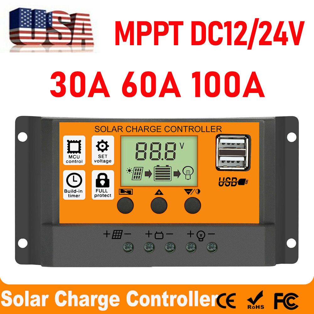 Solar Panel PWM Technology Regulator Charge Controller Auto Focus 12V 24V 100A