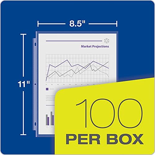 Sheet Clear Finish, Top Load, Letter Size Plastic 100 Count Protectors