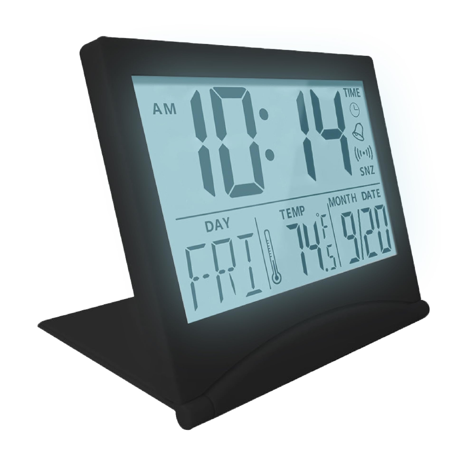 Digital Clock LCD Travel Alarm Foldable with Backlight – Digital Clock with Day,