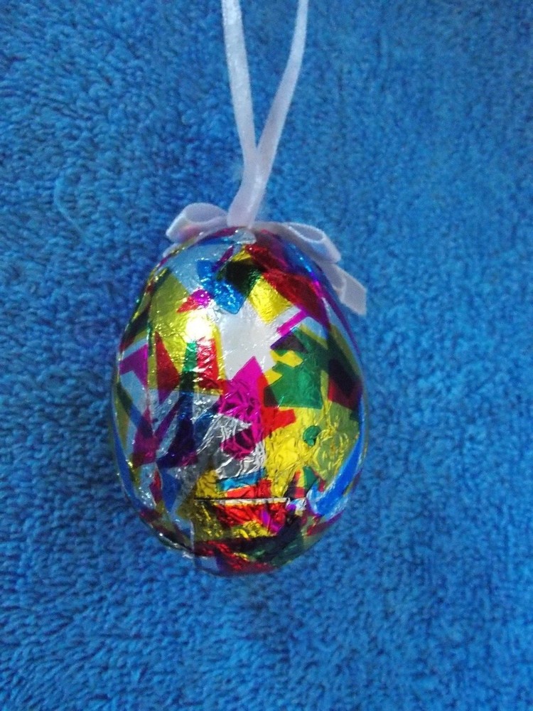 Faux Foiled Colorful Foil Covered Easter Egg Ornament