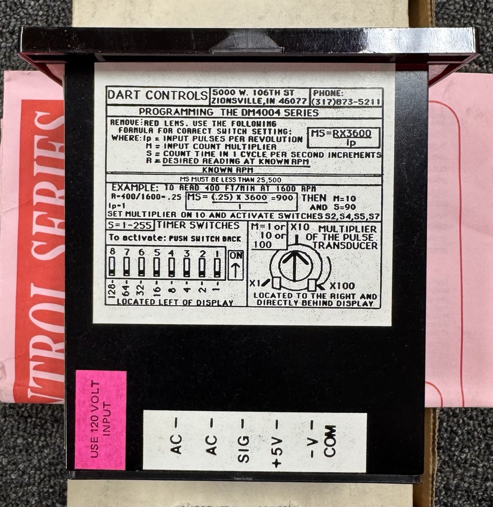 DART CONTROLS DM4004 PROGRAMMABLE TACHOMETER NEW