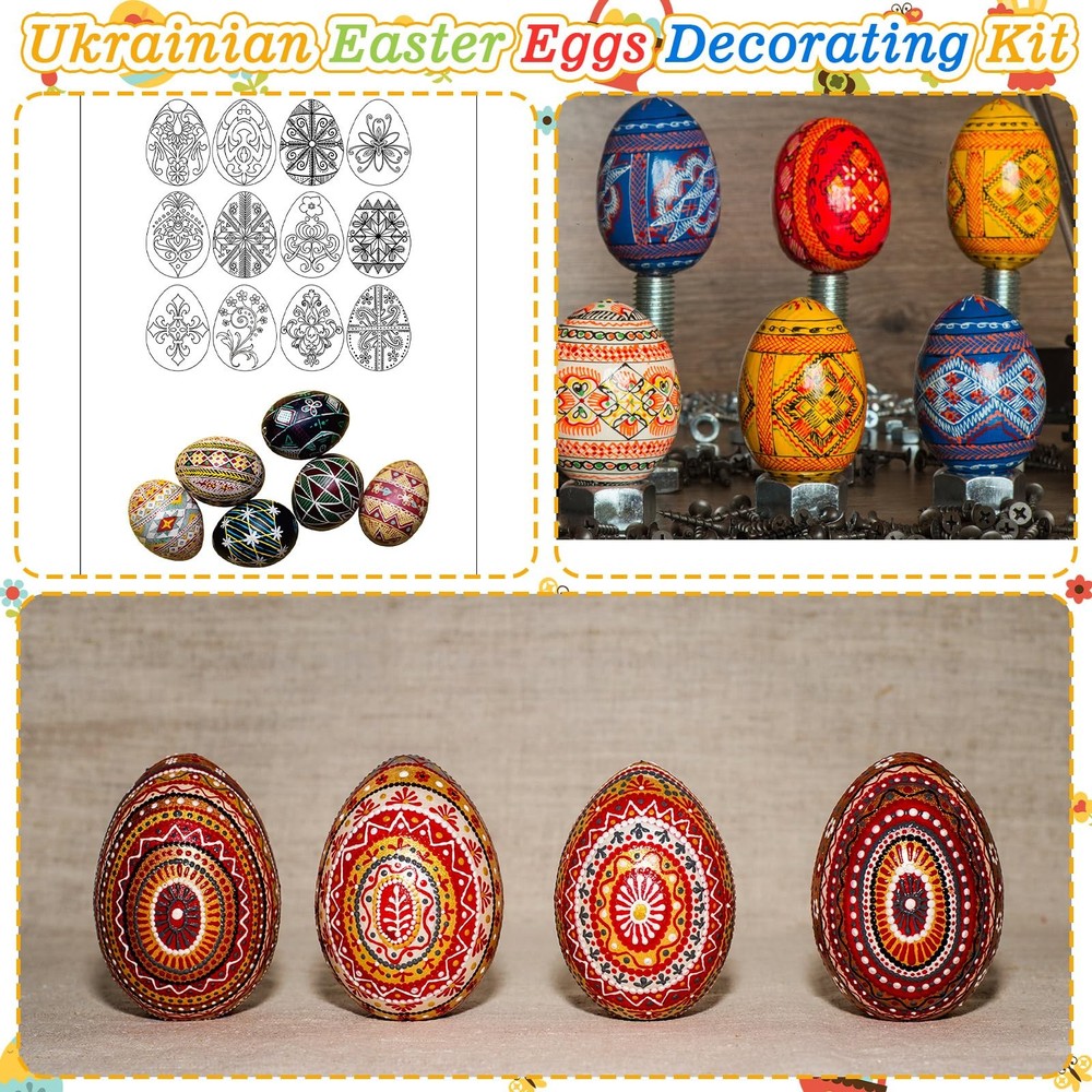 12 Pcs Ukrainian Easter Egg Decorating Kit Pysanky Traditional Easter Decorat...