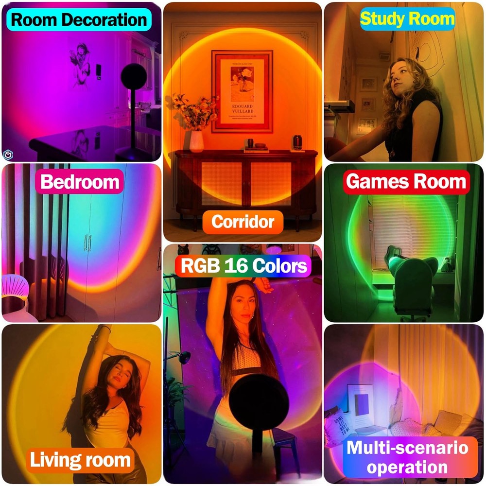 Sunset Projector Lamp, 16 Colors Changing with Remote & App Control, Night Li...