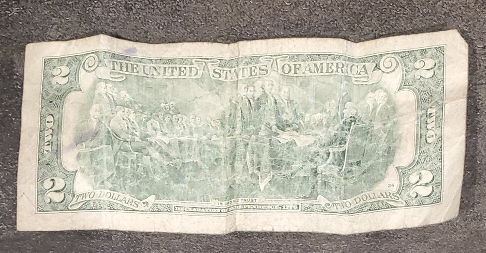 2003 $2 Dollar Bill (Major Printing Errors) Black ink, Misalignment Error & Doub