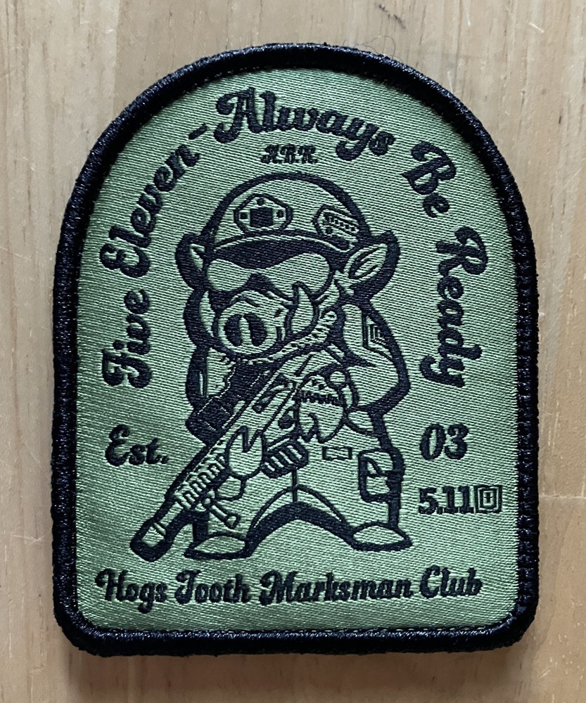 5.11 Tactical "Hog Hunter Marksman Club" Morale Patch with Hook & Loop Backing