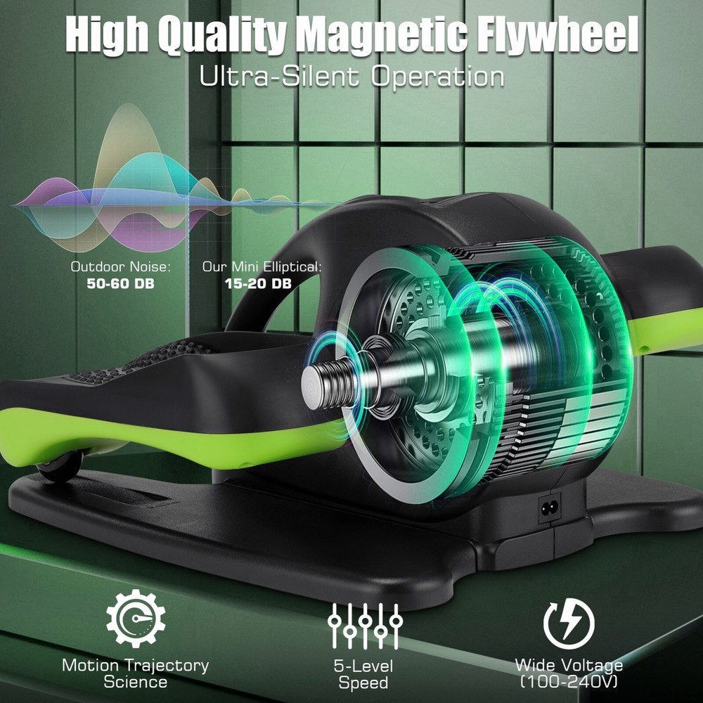 Under Desk Elliptical Seated Pedal Exerciser w/Remote Control &LCD Display Green