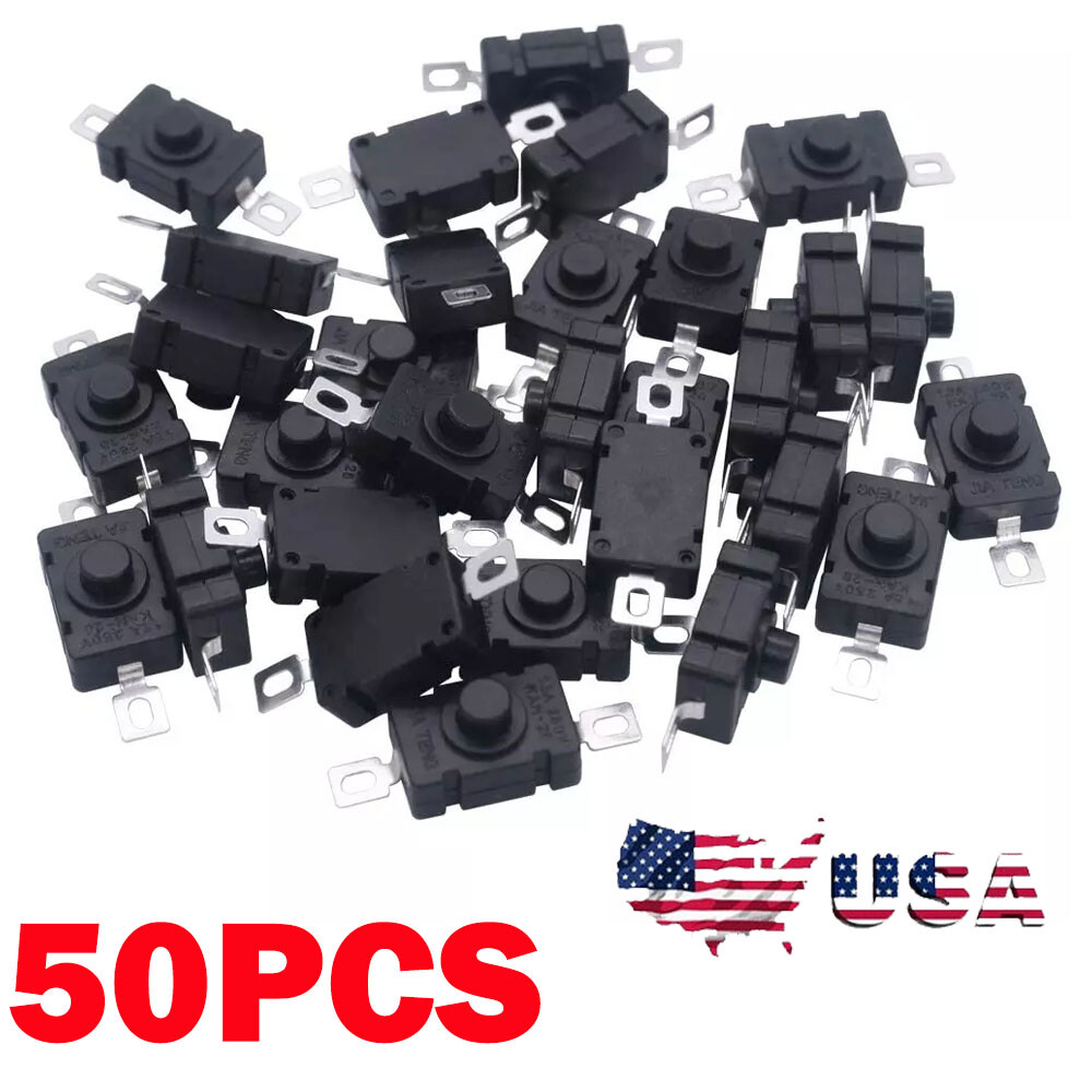 50x Flat Latching Micro ON/OFF Switch 250V 1.5A Self-Lock Push Button Switch US