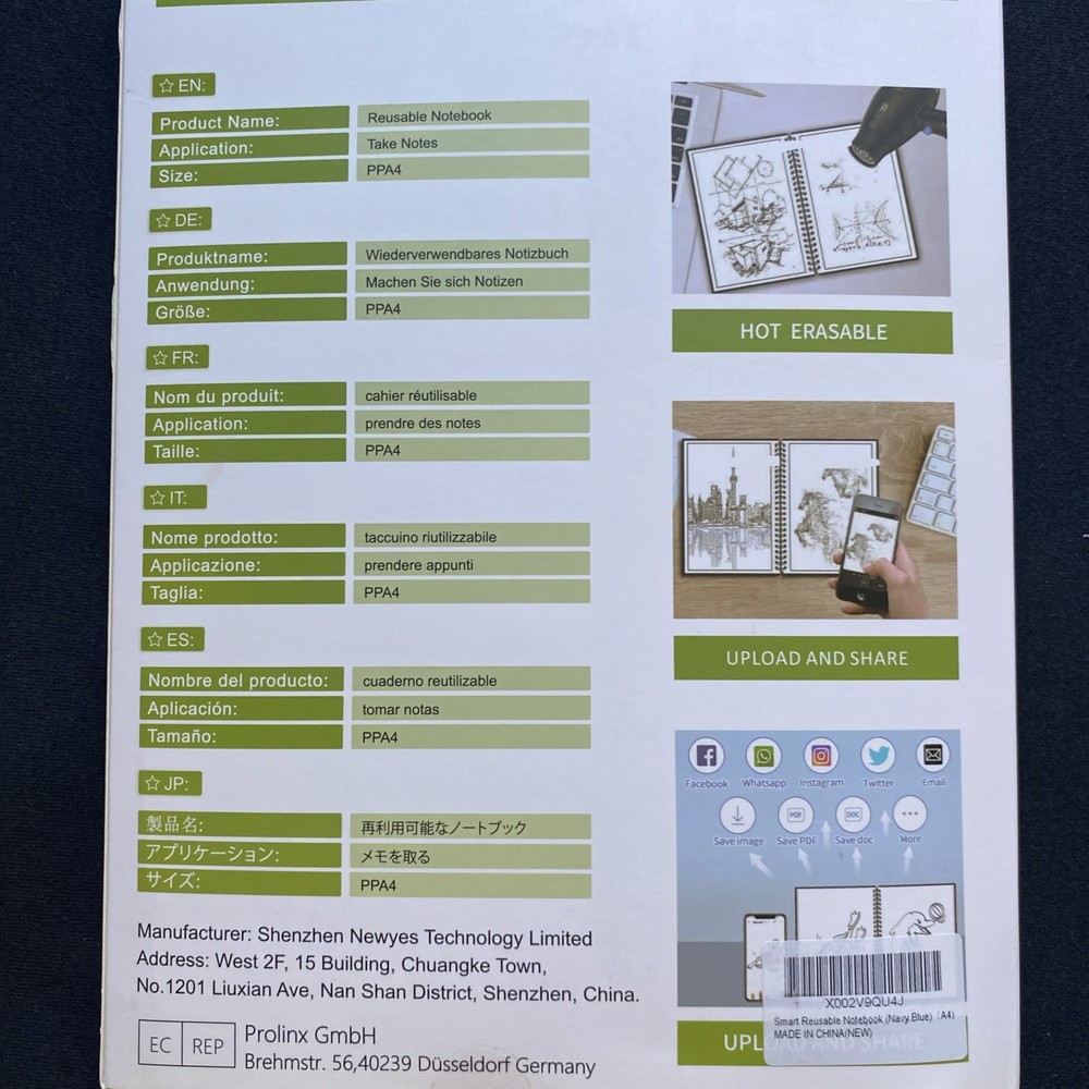 NWT Erasable Notebook - Green Technology