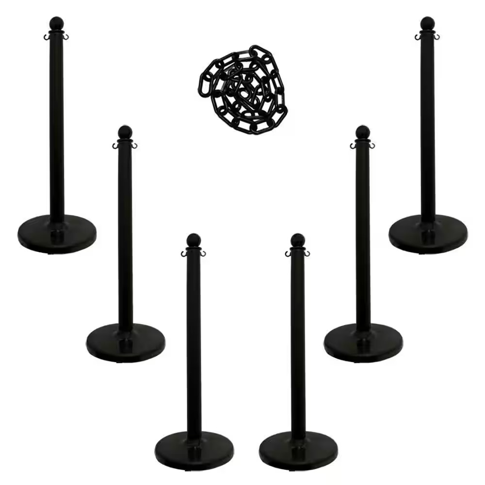 Medium Duty Stanchion and Chain Kit in Black