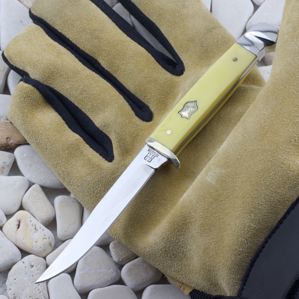 Rough Ryder Small Hunter Fixed Blade Knife RR1034 Yellow Smooth Handle